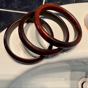 Set of three wooden bracelets